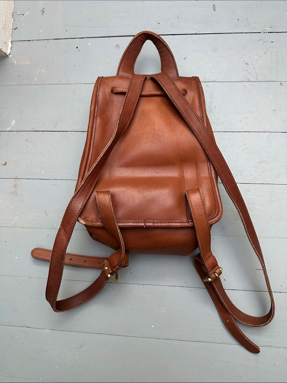 Coach Mini Leather Daypack Backpack Purse English Glove Tan Brown Brass Vintage - Picture 3 of 11